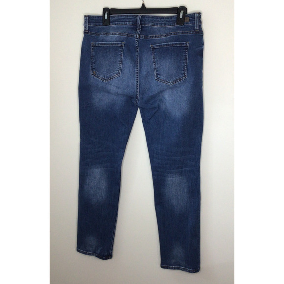 KUT from the Kloth Dark Wash Distressed Straight Leg Jeans Size 12 Petite - Picture 3 of 6